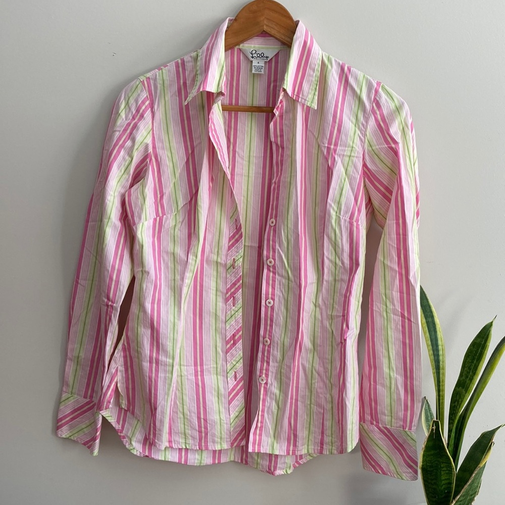 Vintage Lilly Pulitzer Candy Stripe Button Up, 4